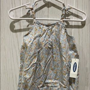 Old Navy Blue and Orange Flower Onesie Size 6-12M Plus 2 Bottoms(complimentary)